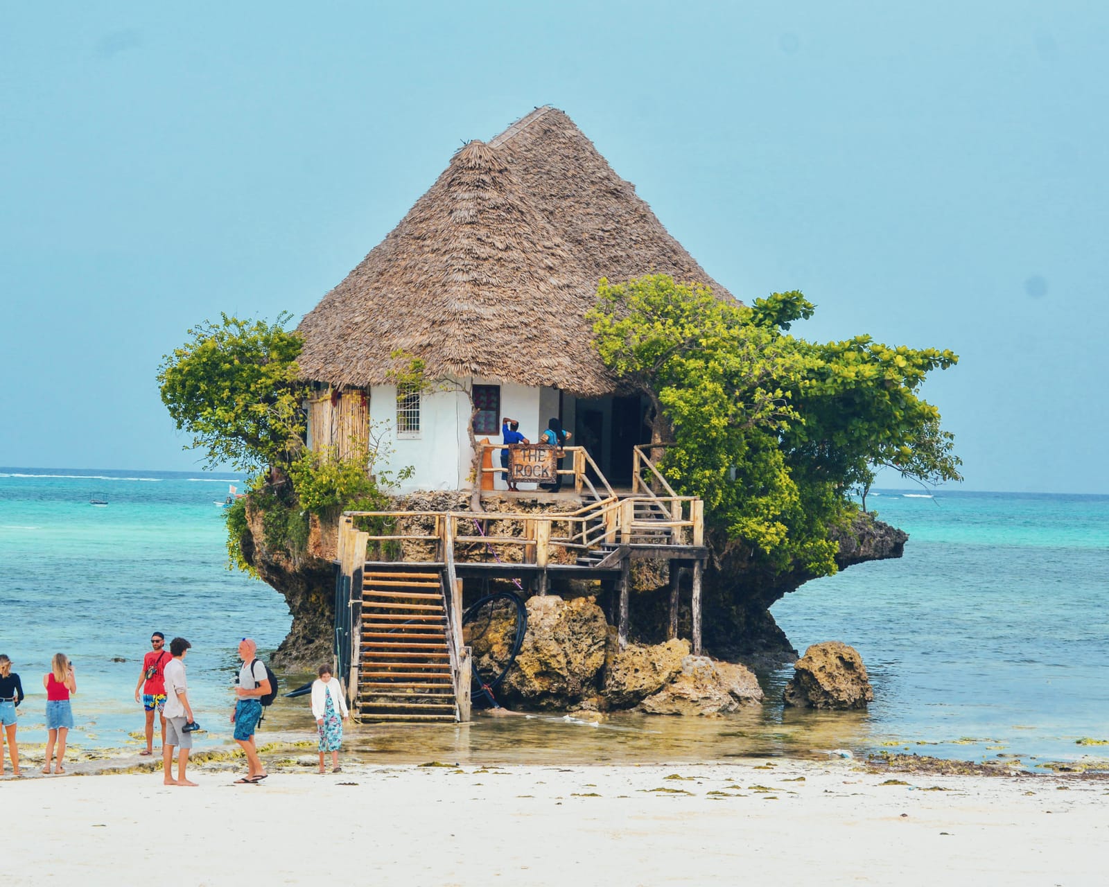 The Rock Restaurant standing on its coral outcrop off Michamvi, Zanzibar