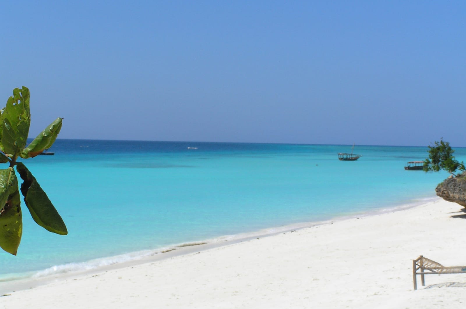 Turquoise water and white sand at Nungwi beach, northern Zanzibar
