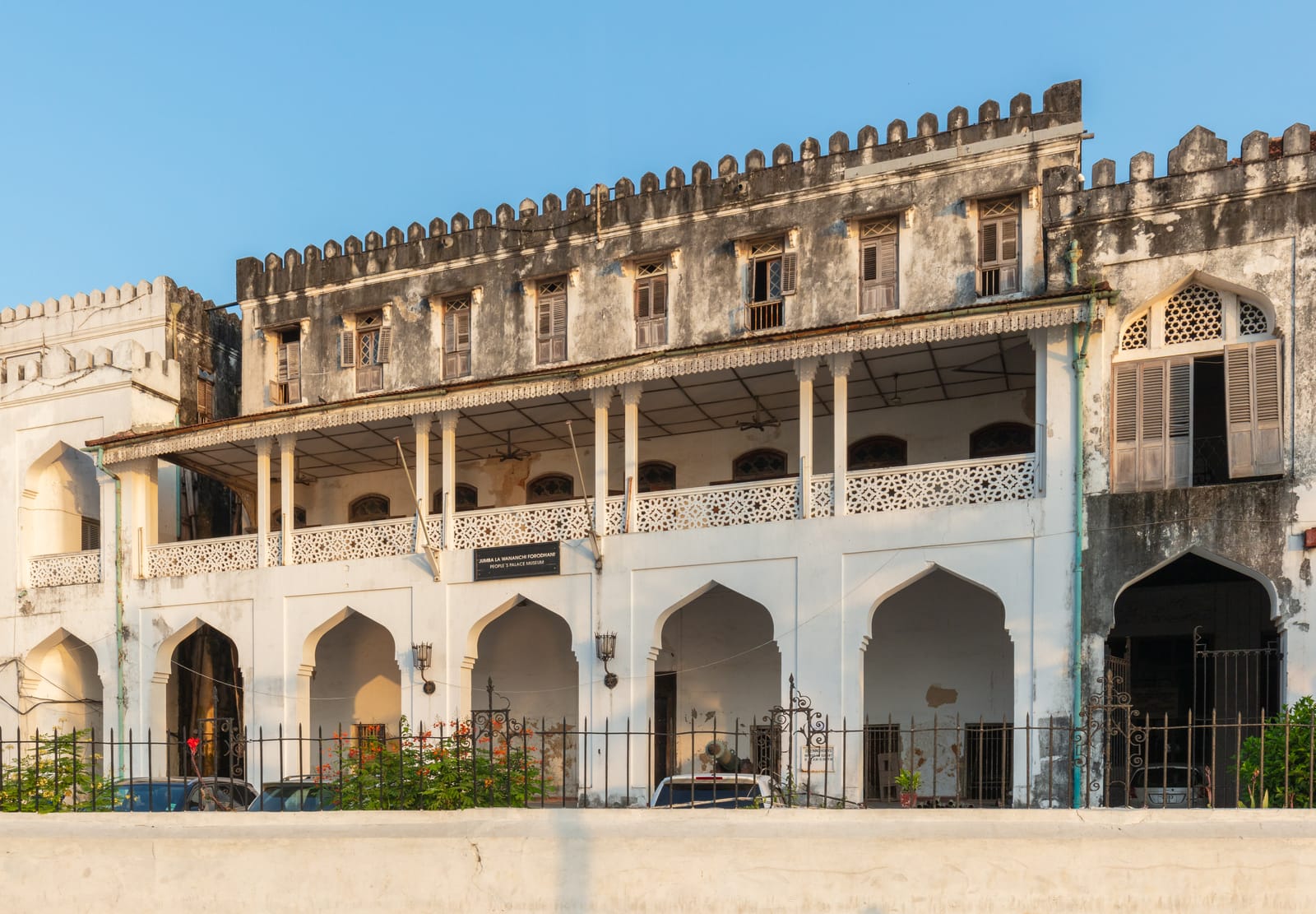 Ornate balconies and coral-stone facades in Stone Town, Zanzibar