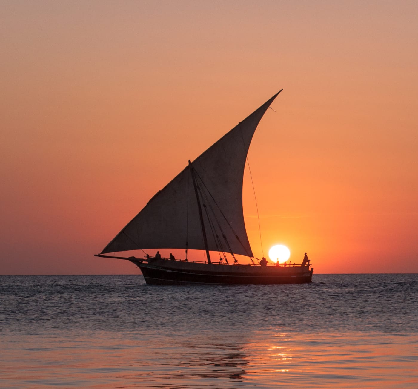A dhow sailing off Stone Town, Zanzibar