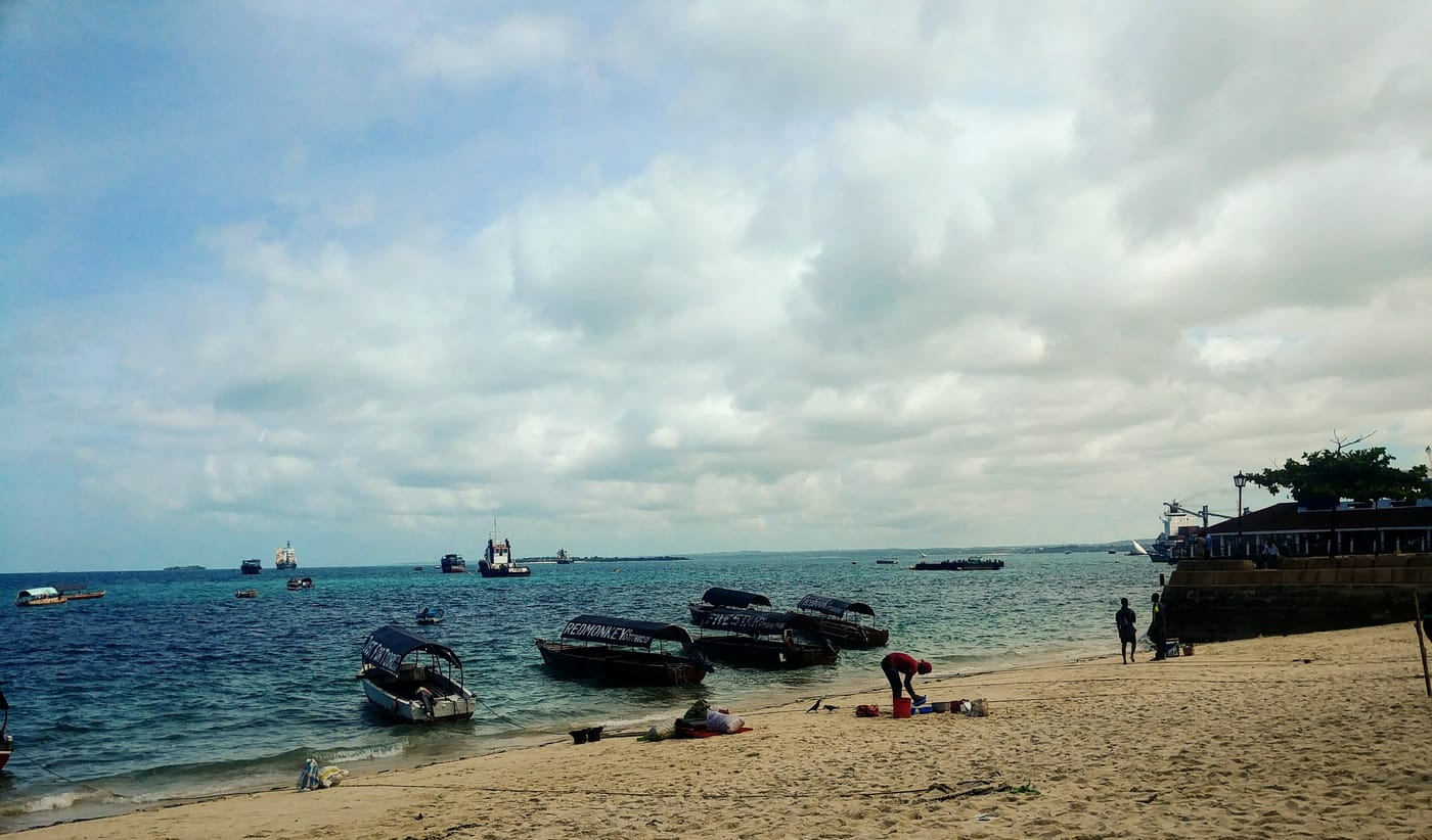 Fishing boats drawn up on the shore at Uroa on Zanzibar’s east coast