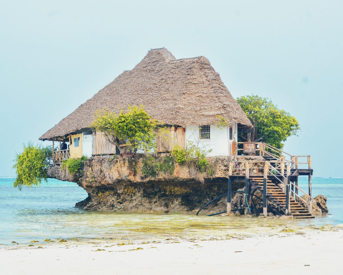 The Rock Restaurant standing on a coral outcrop off Michamvi, Zanzibar